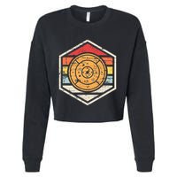 Retro Badge Crokinole Board Cropped Pullover Crew