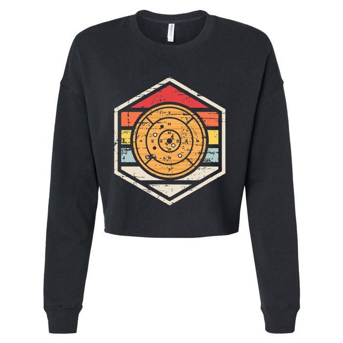 Retro Badge Crokinole Board Cropped Pullover Crew