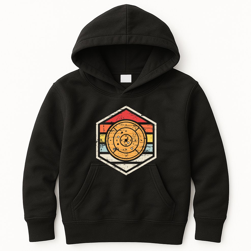 Retro Badge Crokinole Board Kids Hoodie
