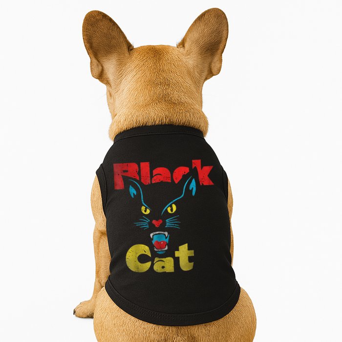 Retro Black Cat Retro Fireworks Vintage Halloween Doggie Tank