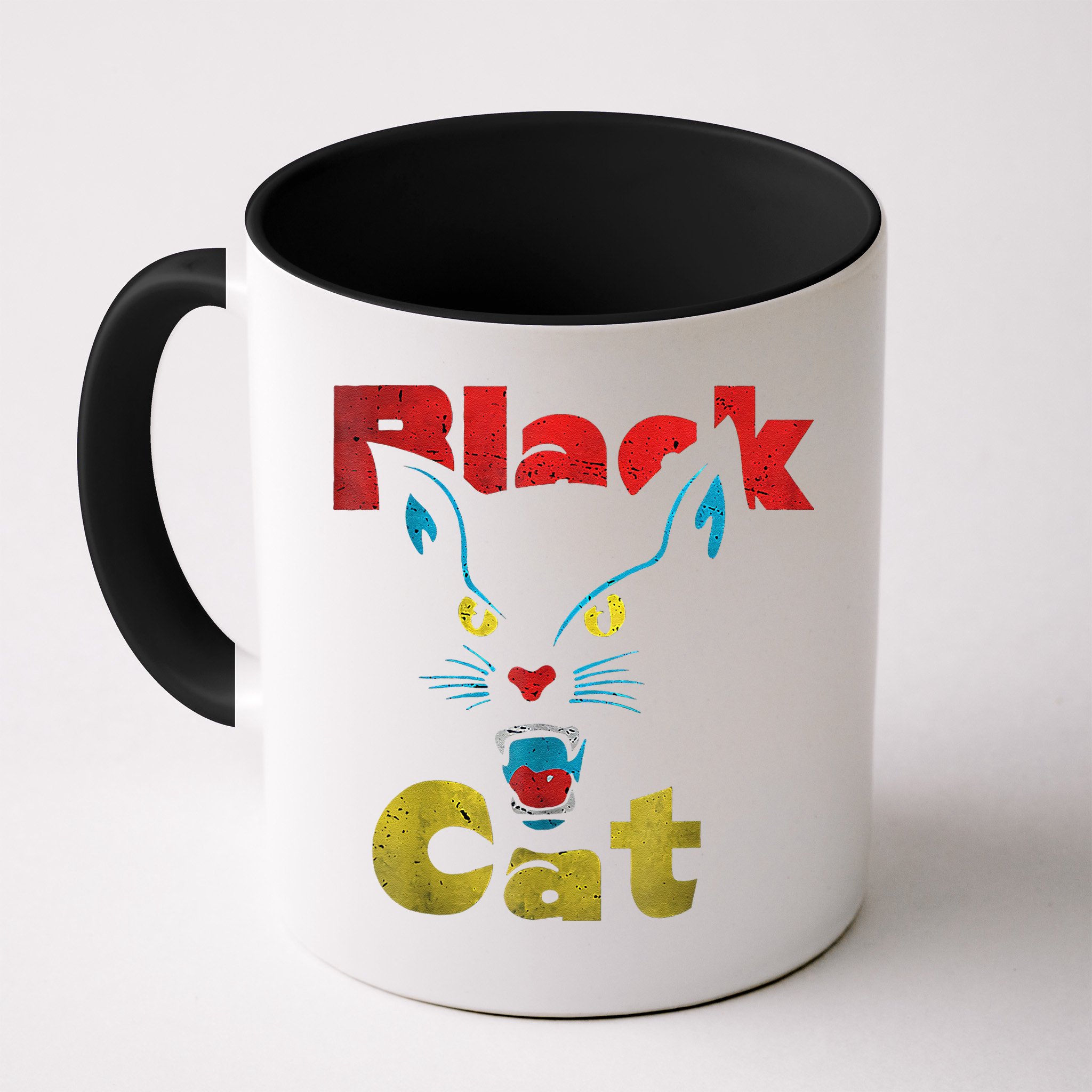 Retro Black Cat Retro Fireworks Vintage Halloween Mug