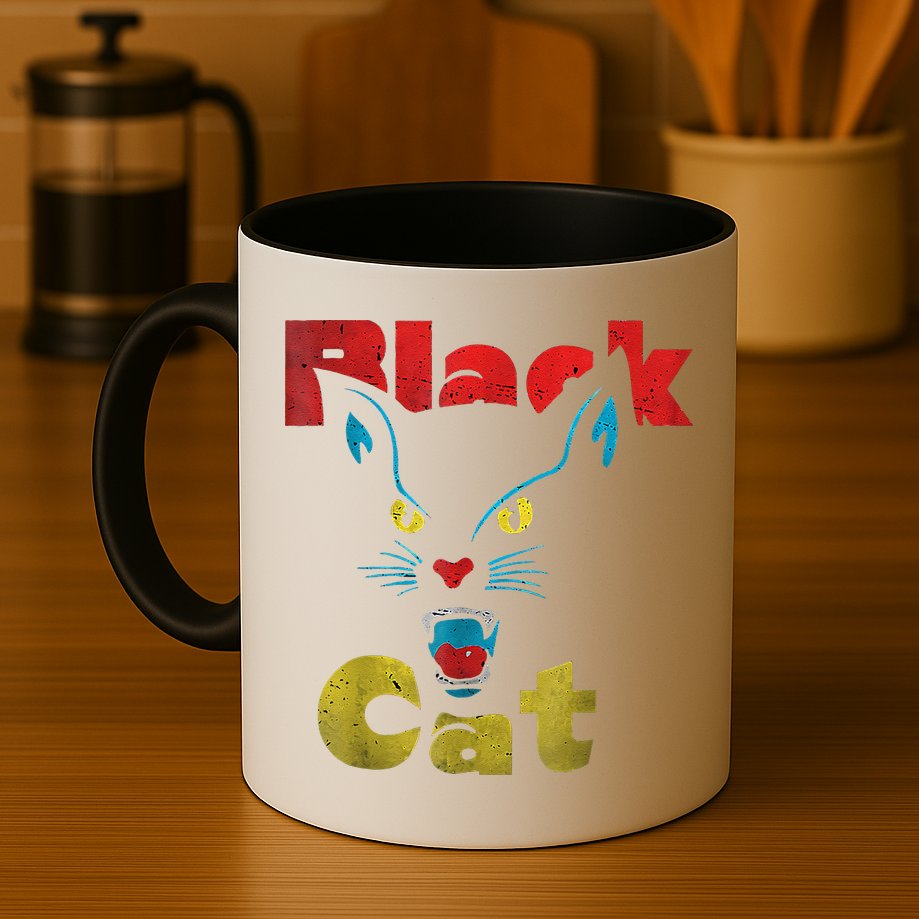 Retro Black Cat Retro Fireworks Vintage Halloween Mug