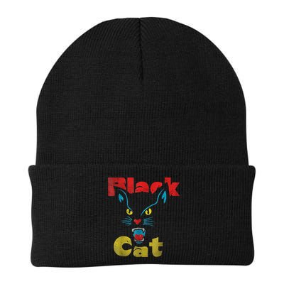 Retro Black Cat Retro Fireworks Vintage Halloween Beanie