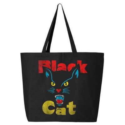 Retro Black Cat Retro Fireworks Vintage Halloween 25L Jumbo Tote