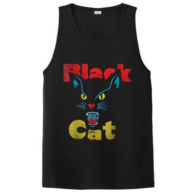 Retro Black Cat Retro Fireworks Vintage Halloween PosiCharge Competitor Tank