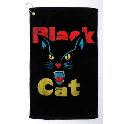 Retro Black Cat Retro Fireworks Vintage Halloween Golf Towel