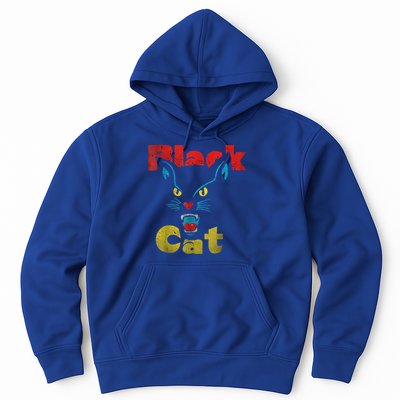 Retro Black Cat Retro Fireworks Vintage Halloween Hoodie