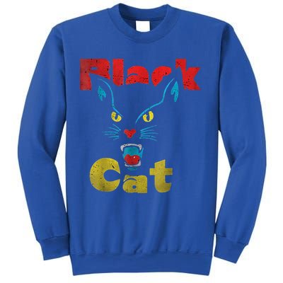 Retro Black Cat Retro Fireworks Vintage Halloween Sweatshirt