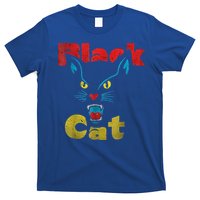Retro Black Cat Retro Fireworks Vintage Halloween T-Shirt