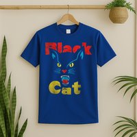 Retro Black Cat Retro Fireworks Vintage Halloween T-Shirt