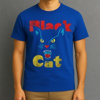 Retro Black Cat Retro Fireworks Vintage Halloween T-Shirt