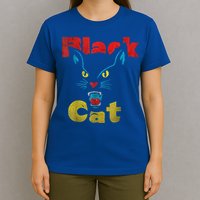 Retro Black Cat Retro Fireworks Vintage Halloween T-Shirt