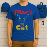 Retro Black Cat Retro Fireworks Vintage Halloween T-Shirt