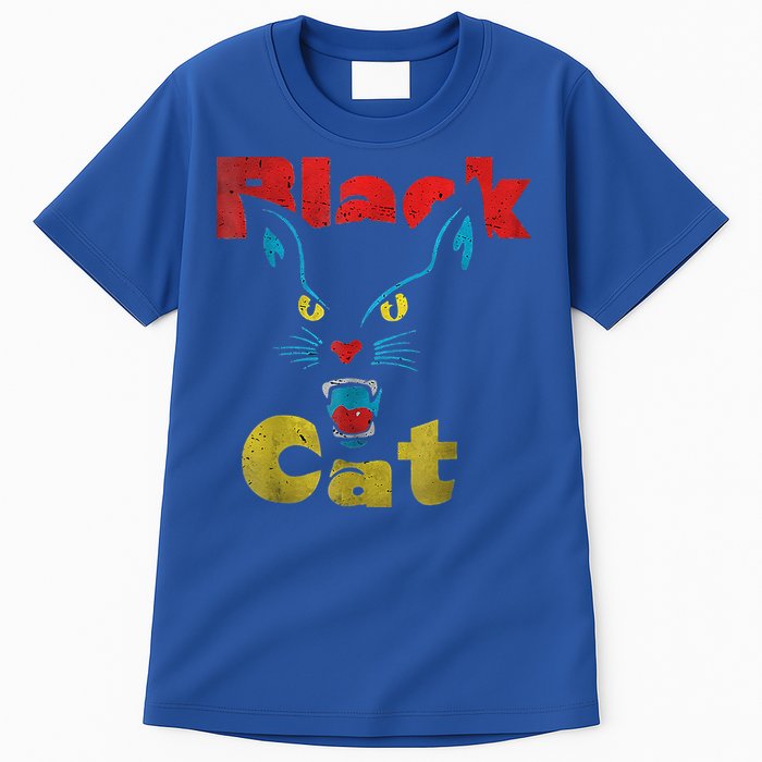 Retro Black Cat Retro Fireworks Vintage Halloween Tall T-Shirt
