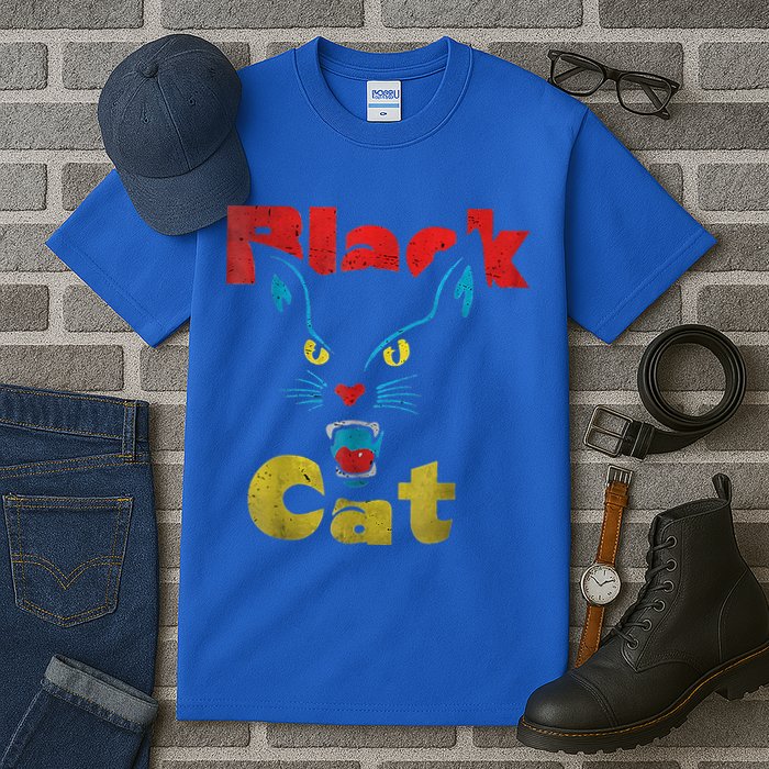 Retro Black Cat Retro Fireworks Vintage Halloween Tall T-Shirt