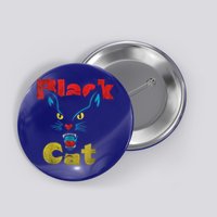 Retro Black Cat Retro Fireworks Vintage Halloween Button