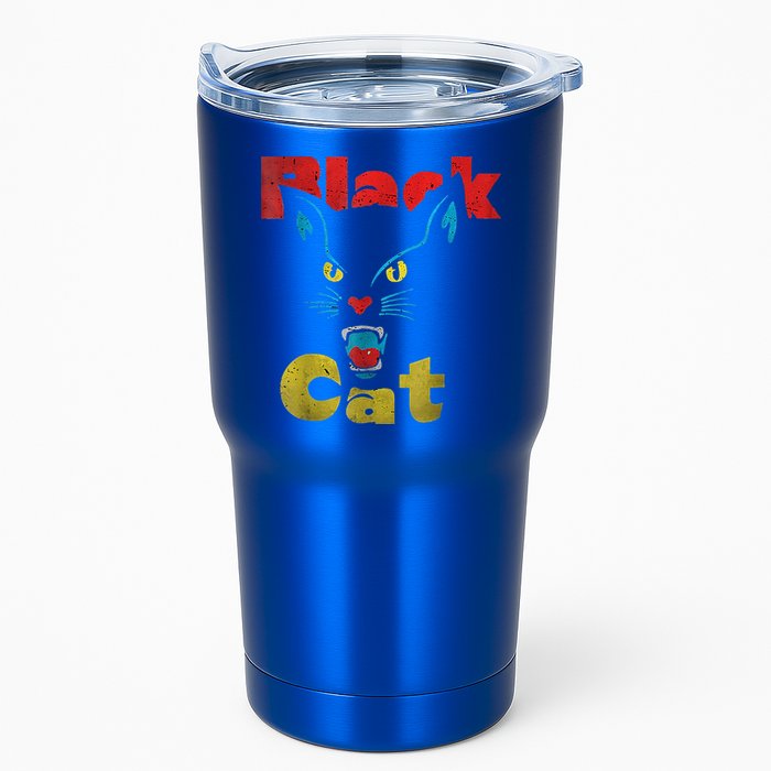 Retro Black Cat Retro Fireworks Vintage Halloween Tumbler