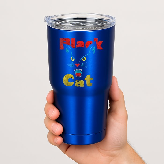 Retro Black Cat Retro Fireworks Vintage Halloween Tumbler