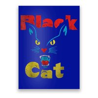 Retro Black Cat Retro Fireworks Vintage Halloween Poster