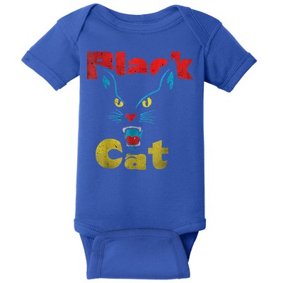 Retro Black Cat Retro Fireworks Vintage Halloween Baby Bodysuit