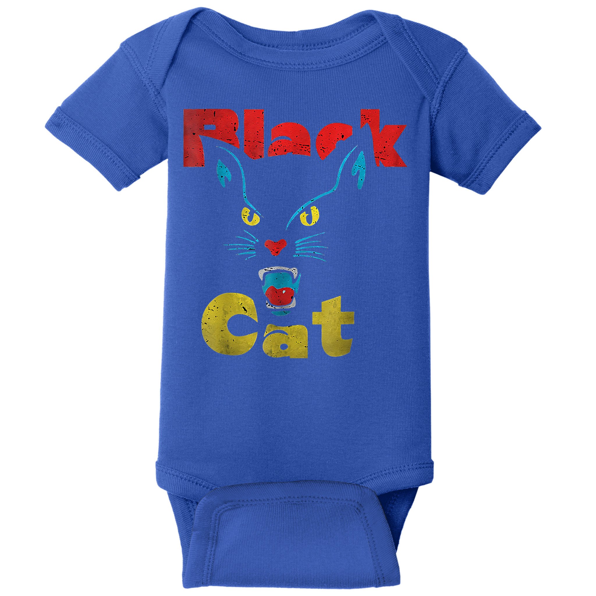 Retro Black Cat Retro Fireworks Vintage Halloween Baby Bodysuit