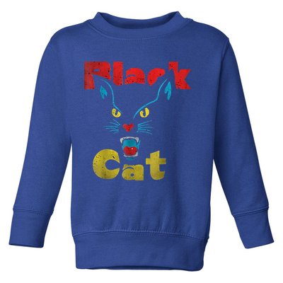 Retro Black Cat Retro Fireworks Vintage Halloween Toddler Sweatshirt