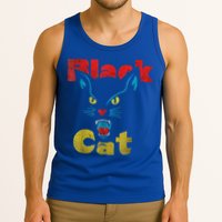 Retro Black Cat Retro Fireworks Vintage Halloween Tank Top