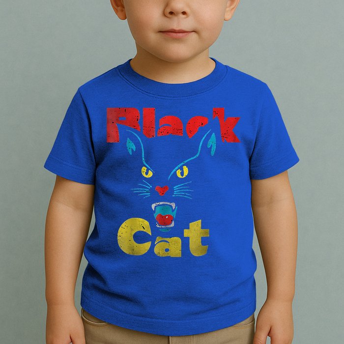 Retro Black Cat Retro Fireworks Vintage Halloween Toddler T-Shirt