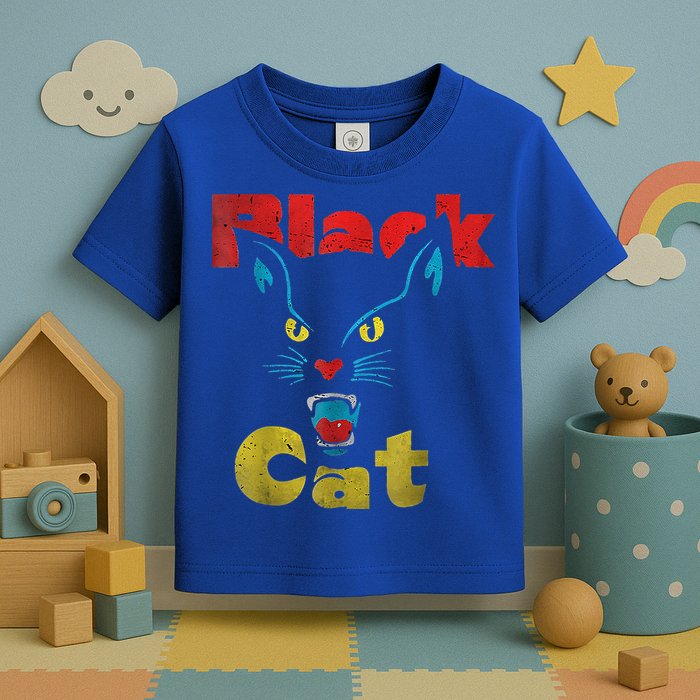 Retro Black Cat Retro Fireworks Vintage Halloween Toddler T-Shirt