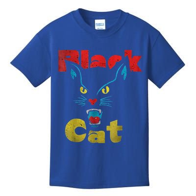Retro Black Cat Retro Fireworks Vintage Halloween Kids T-Shirt