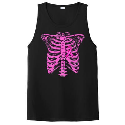 Ribbon Breast Cancer Awareness Halloween Skeleton PosiCharge Competitor Tank