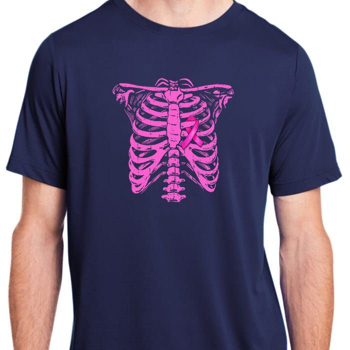 Ribbon Breast Cancer Awareness Halloween Skeleton Adult ChromaSoft Performance T-Shirt