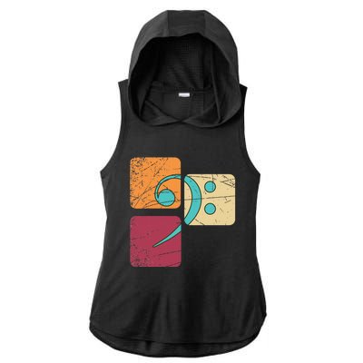 Retro Bass Clef Musician Composer Music Note Bass Clef Ladies PosiCharge Tri-Blend Wicking Draft Hoodie Tank