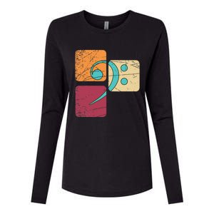 Retro Bass Clef Musician Composer Music Note Bass Clef Womens Cotton Relaxed Long Sleeve T-Shirt