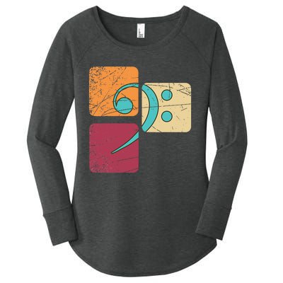 Retro Bass Clef Musician Composer Music Note Bass Clef Women's Perfect Tri Tunic Long Sleeve Shirt