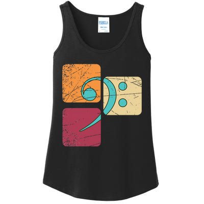 Retro Bass Clef Musician Composer Music Note Bass Clef Ladies Essential Tank