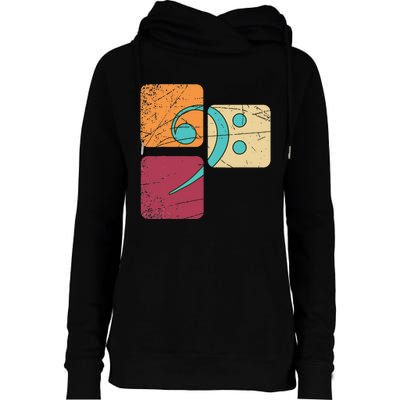 Retro Bass Clef Musician Composer Music Note Bass Clef Womens Funnel Neck Pullover Hood