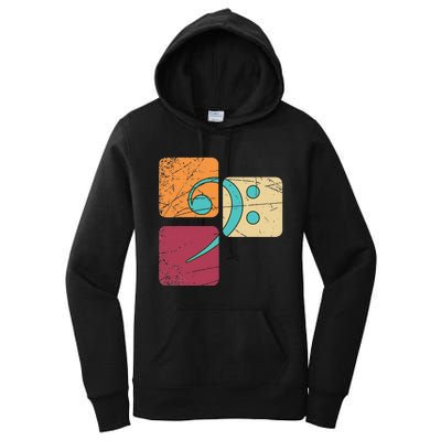 Retro Bass Clef Musician Composer Music Note Bass Clef Women's Pullover Hoodie