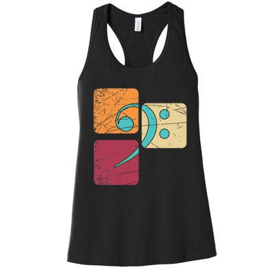 Retro Bass Clef Musician Composer Music Note Bass Clef Women's Racerback Tank