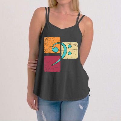 Retro Bass Clef Musician Composer Music Note Bass Clef Women's Strappy Tank