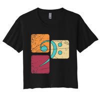 Retro Bass Clef Musician Composer Music Note Bass Clef Women's Crop Top Tee