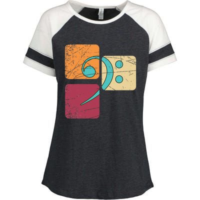 Retro Bass Clef Musician Composer Music Note Bass Clef Enza Ladies Jersey Colorblock Tee