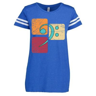 Retro Bass Clef Musician Composer Music Note Bass Clef Enza Ladies Jersey Football T-Shirt