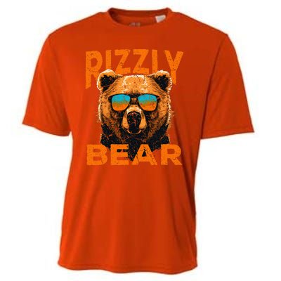 Rizzly Bear Cool Grizzly Bear Wearing Sunglasses Funny Meme Cooling Performance Crew T-Shirt