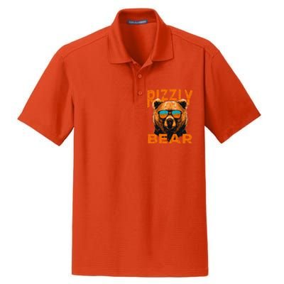 Rizzly Bear Cool Grizzly Bear Wearing Sunglasses Funny Meme Dry Zone Grid Polo