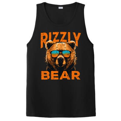 Rizzly Bear Cool Grizzly Bear Wearing Sunglasses Funny Meme PosiCharge Competitor Tank