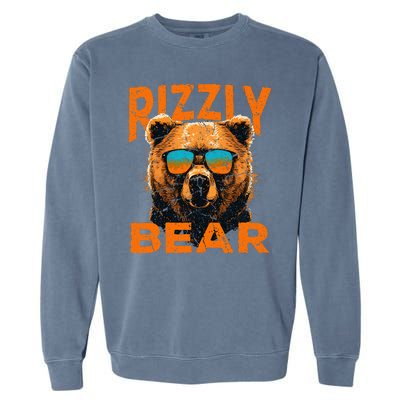 Rizzly Bear Cool Grizzly Bear Wearing Sunglasses Funny Meme Garment-Dyed Sweatshirt