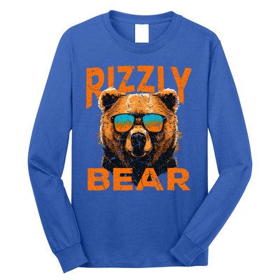 Rizzly Bear Cool Grizzly Bear Wearing Sunglasses Funny Meme Long Sleeve Shirt