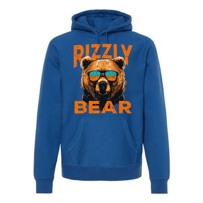 Rizzly Bear Cool Grizzly Bear Wearing Sunglasses Funny Meme Premium Hoodie