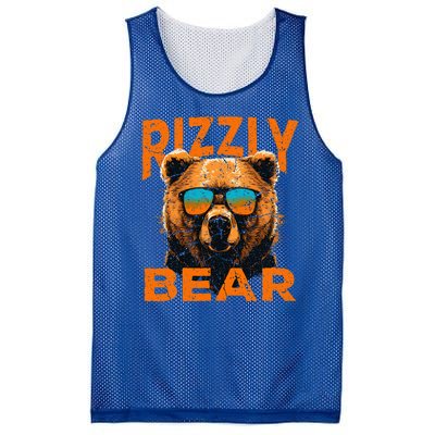 Rizzly Bear Cool Grizzly Bear Wearing Sunglasses Funny Meme Mesh Reversible Basketball Jersey Tank